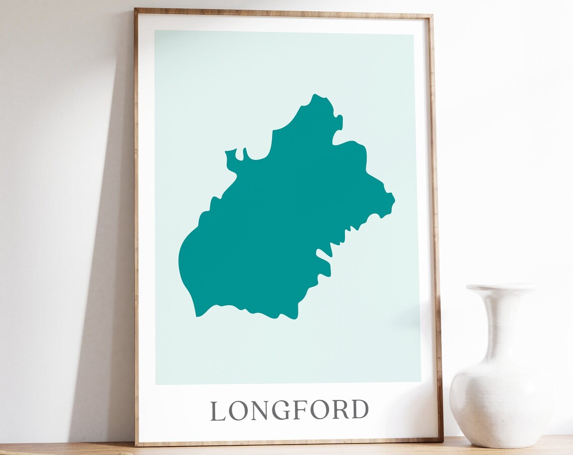 County Longford Map, Irish Home Decor Print