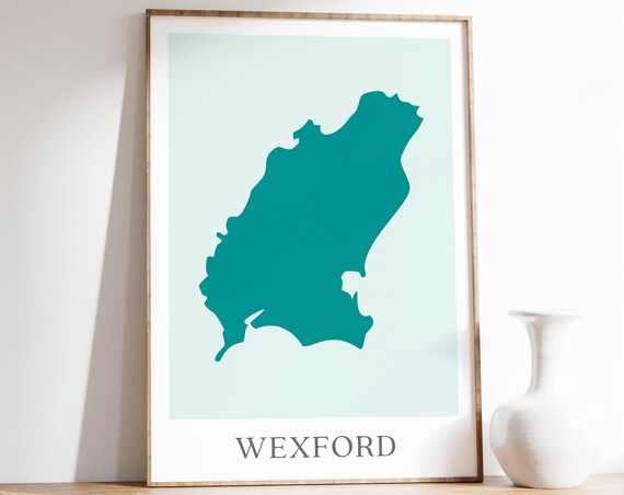 County Wexford Ireland Map Art Print, Irish Travel