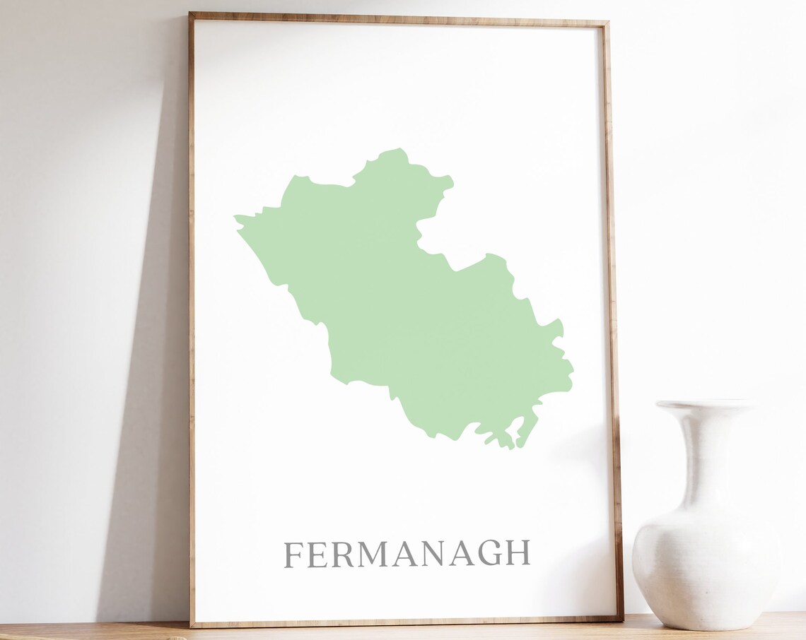 Fermanagh Map, Irish County Travel Poster
