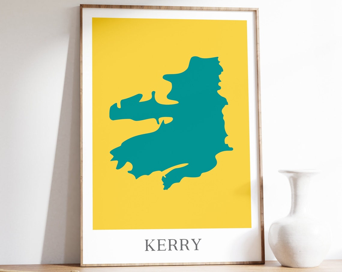 Kerry Map Print, County Kerry Ireland Travel Poster