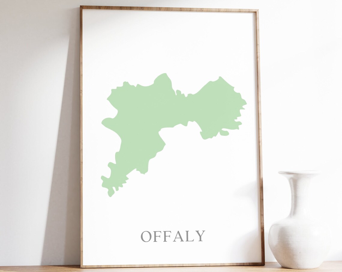 Offaly Map Print, County Offaly Ireland Poster