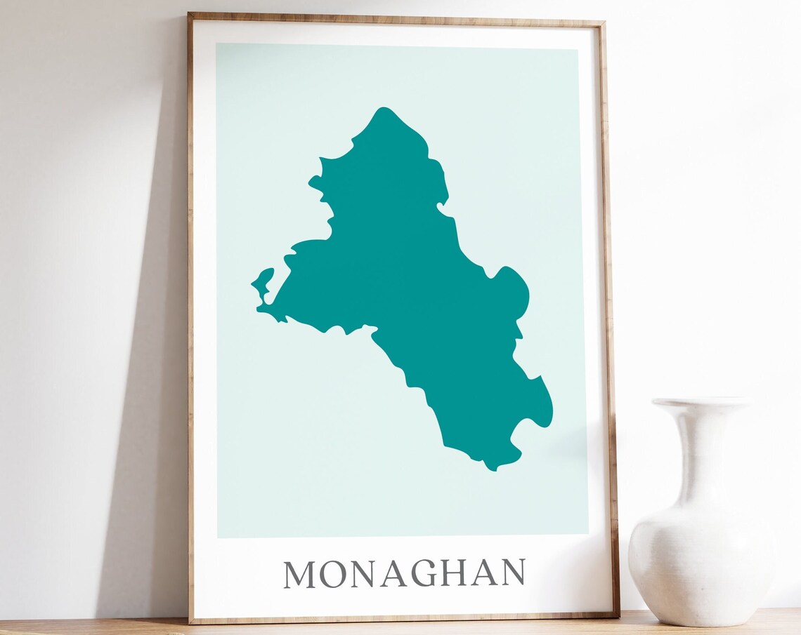 County Monaghan Map, Irish Wall Art Poster