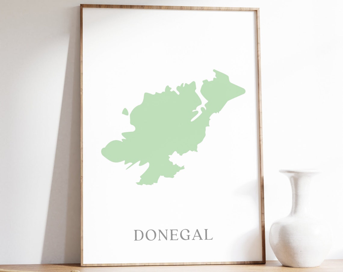 Donegal County Map, Ireland Travel Poster Print