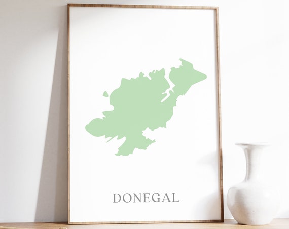 Donegal County Map, Ireland Travel Poster Print