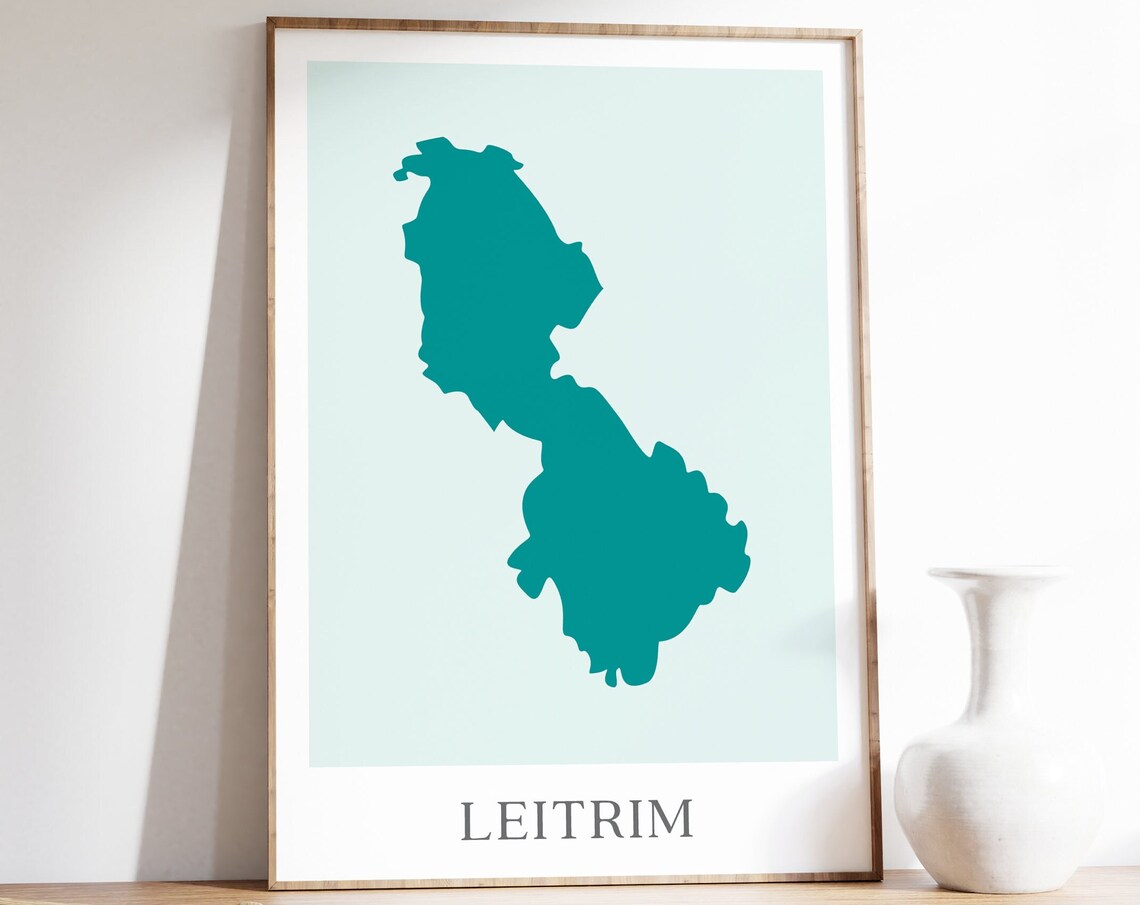 County Leitrim Map, Irish Wall Art Poster