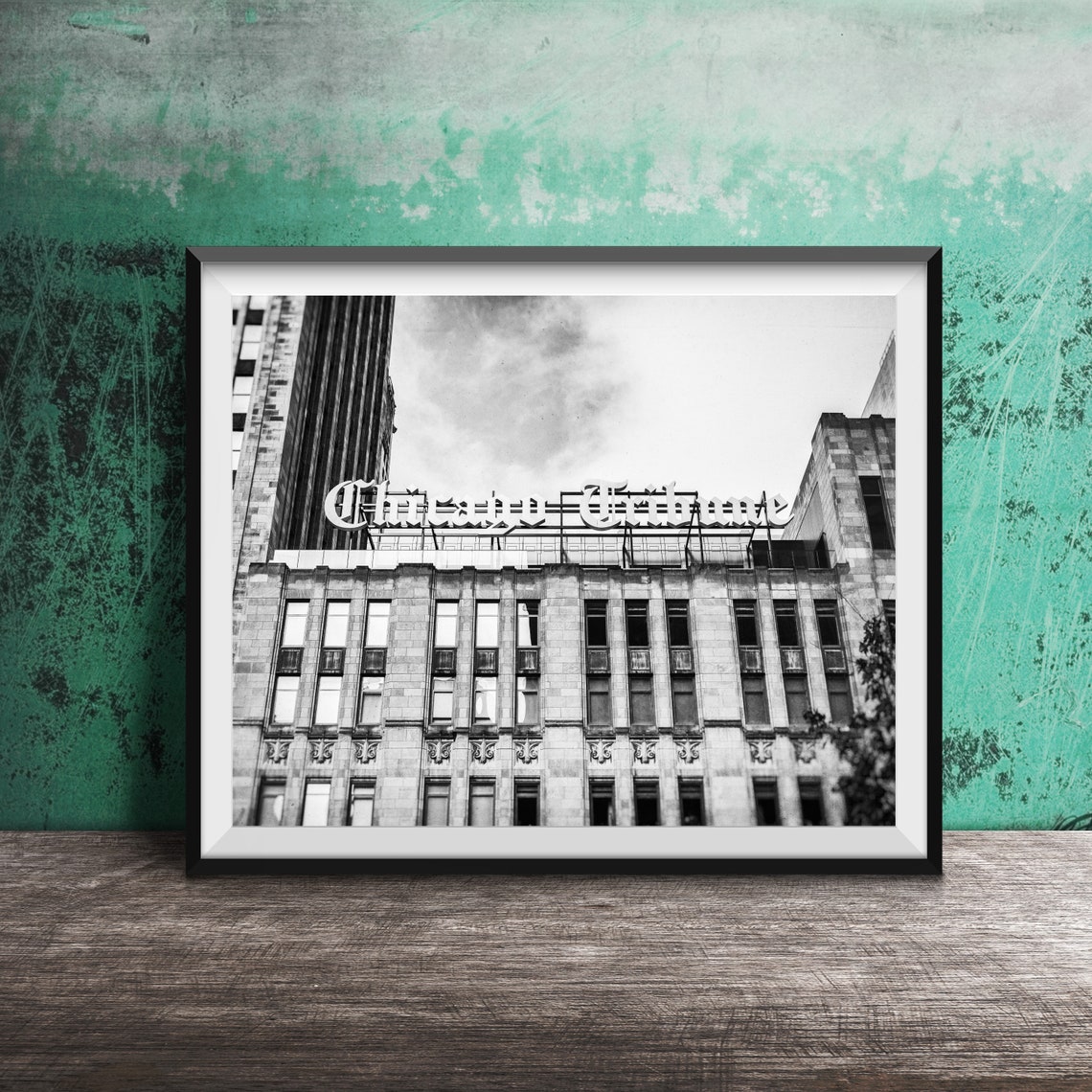 Chicago Tribune Tower Rooftop Newspaper Sign Photography Poster - Image 2