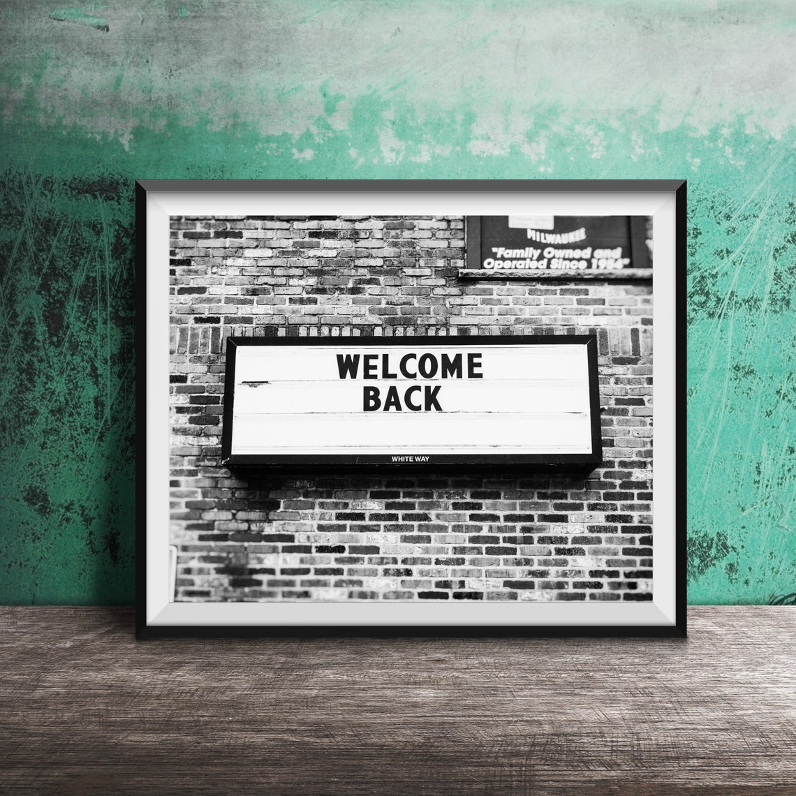 Welcome Back Vintage Theater Marquee Sign on Brick Wall Photo Poster - Image 2