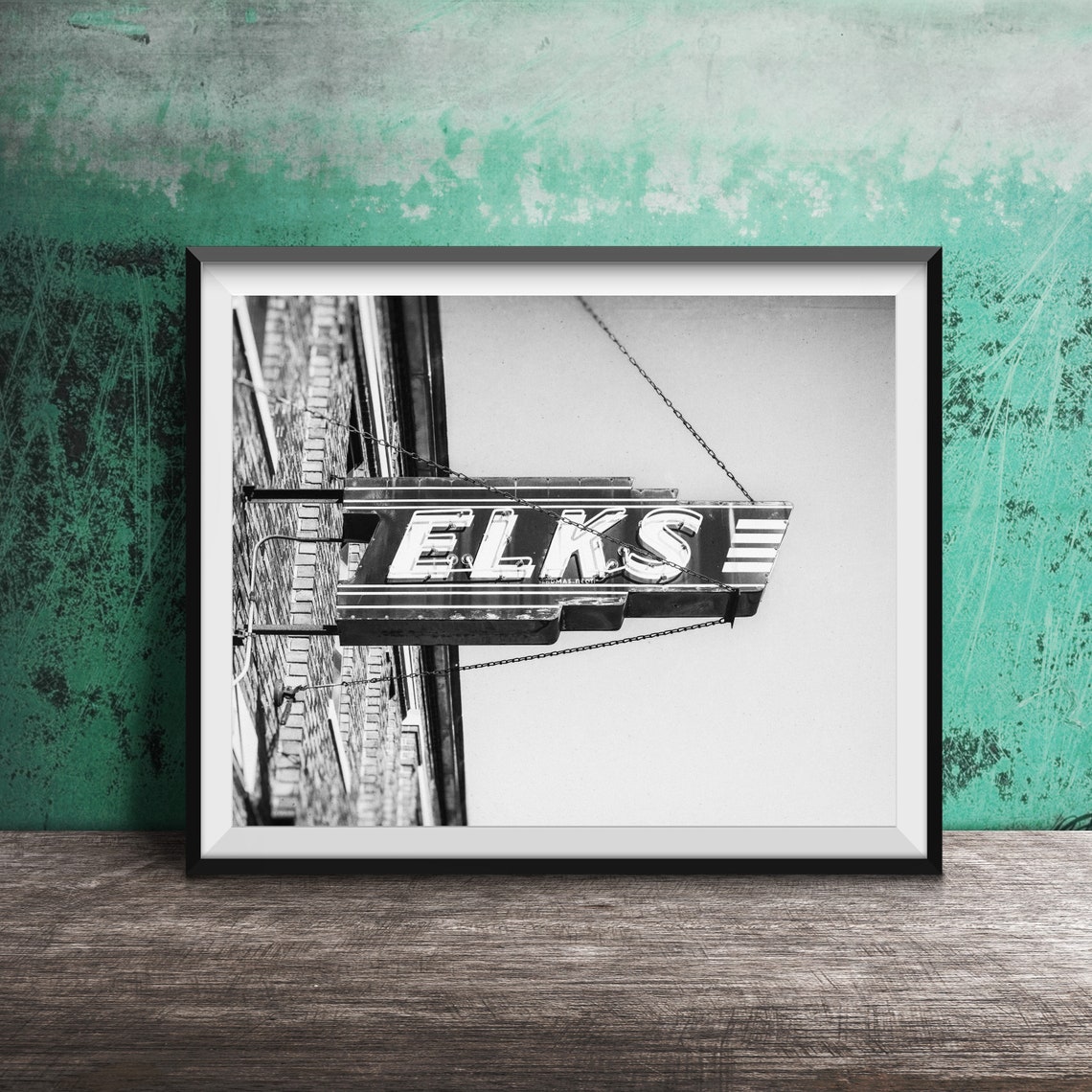 Elks Lodge Neon Sign Vintage Blue Deco Retro Photography Poster - Image 2