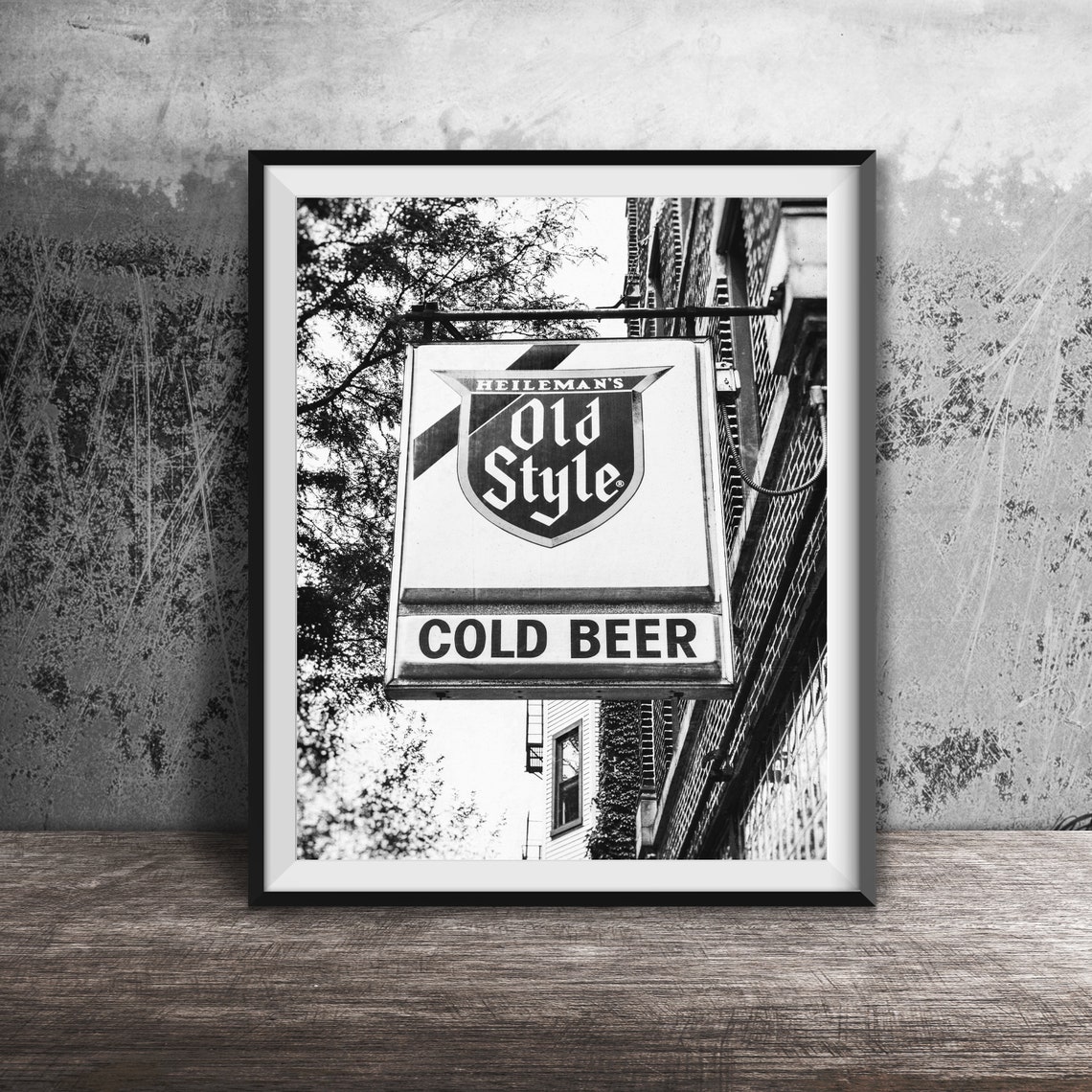 Old Style Cold Beer Sign on Chicago Brick Bar Wall Photography Poster - Image 2