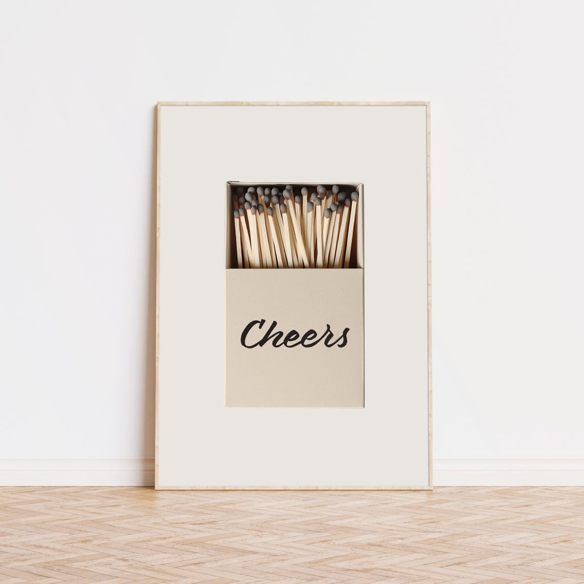 Cheers Matchbox Minimal Trendy Bar Cart Kitchen Wall Decor Art Poster