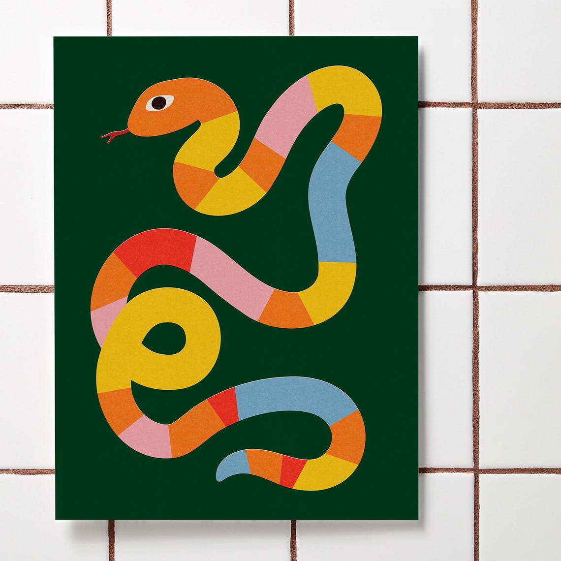 Colorful Rainbow Snake Quirky Reptile Illustration Modern Wall Art - Image 4
