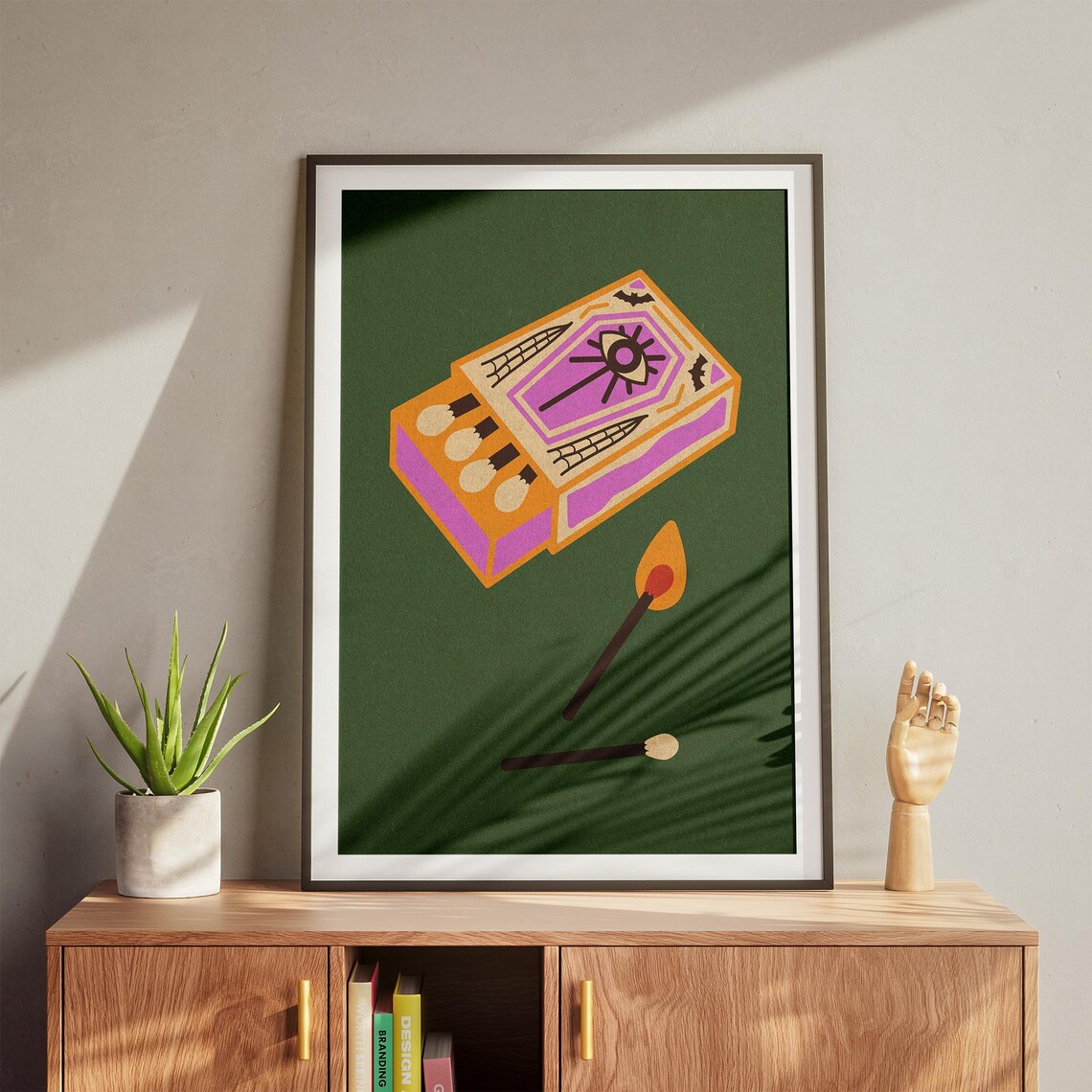 Halloween Matchbox Spooky Eye Illustration Vintage Match Poster - Image 4
