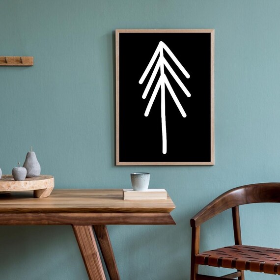 Nordic Rune Symbol Minimalist Black Background Modern Poster