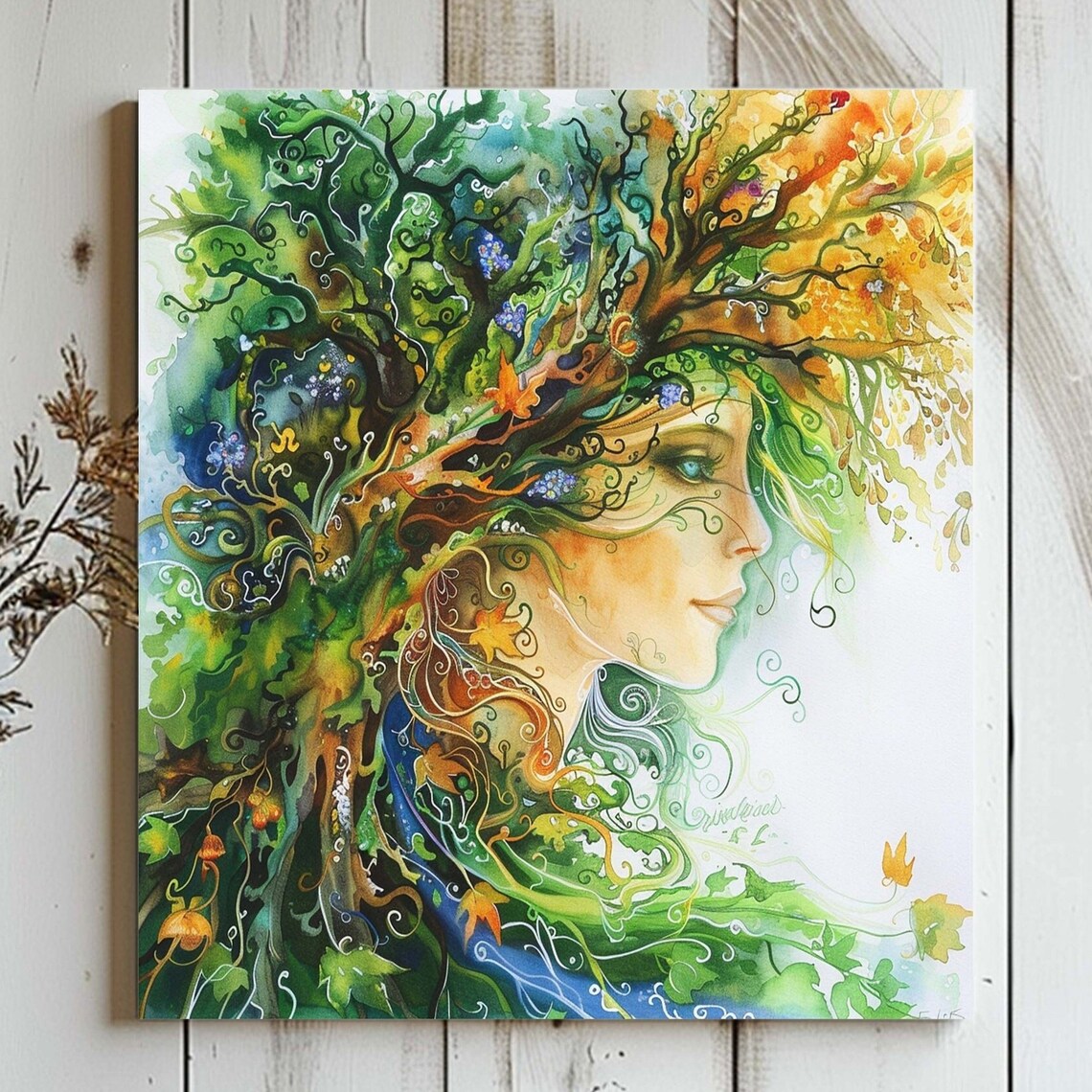 Mother Nature Goddess, Pagan Forest Spirit Art Print