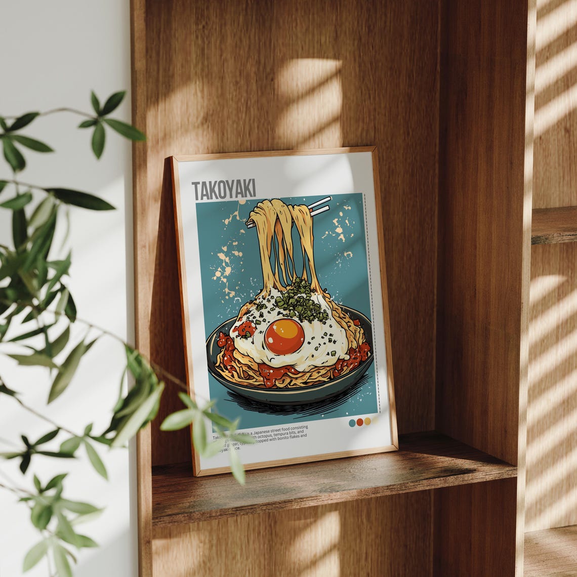 Takoyaki Noodle Bowl Egg Yolk Chopsticks Japanese Food Poster - Image 3