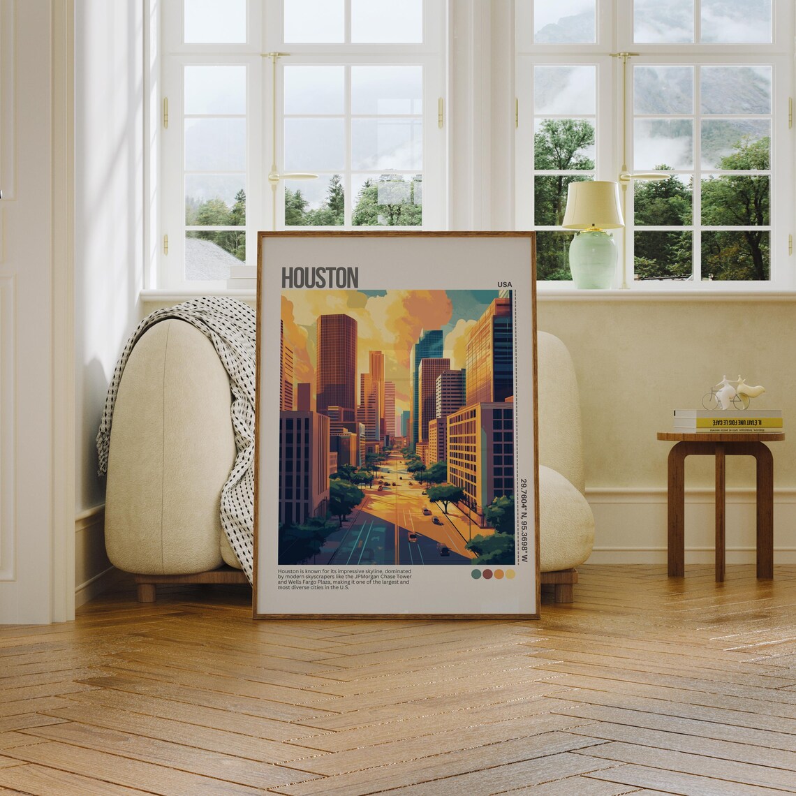 Houston Downtown Skyline Texas City Street View Travel Poster - Image 4