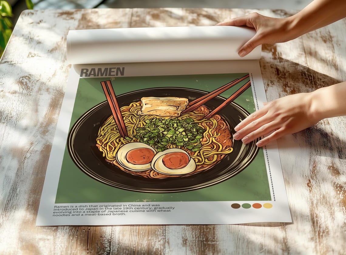Ramen Noodle Bowl Soft Eggs Green Onions Japanese Food Poster - Image 2