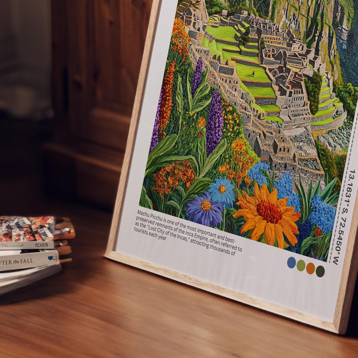 Machu Picchu Peru Wildflowers Lost City Illustrated Travel Poster - Image 6