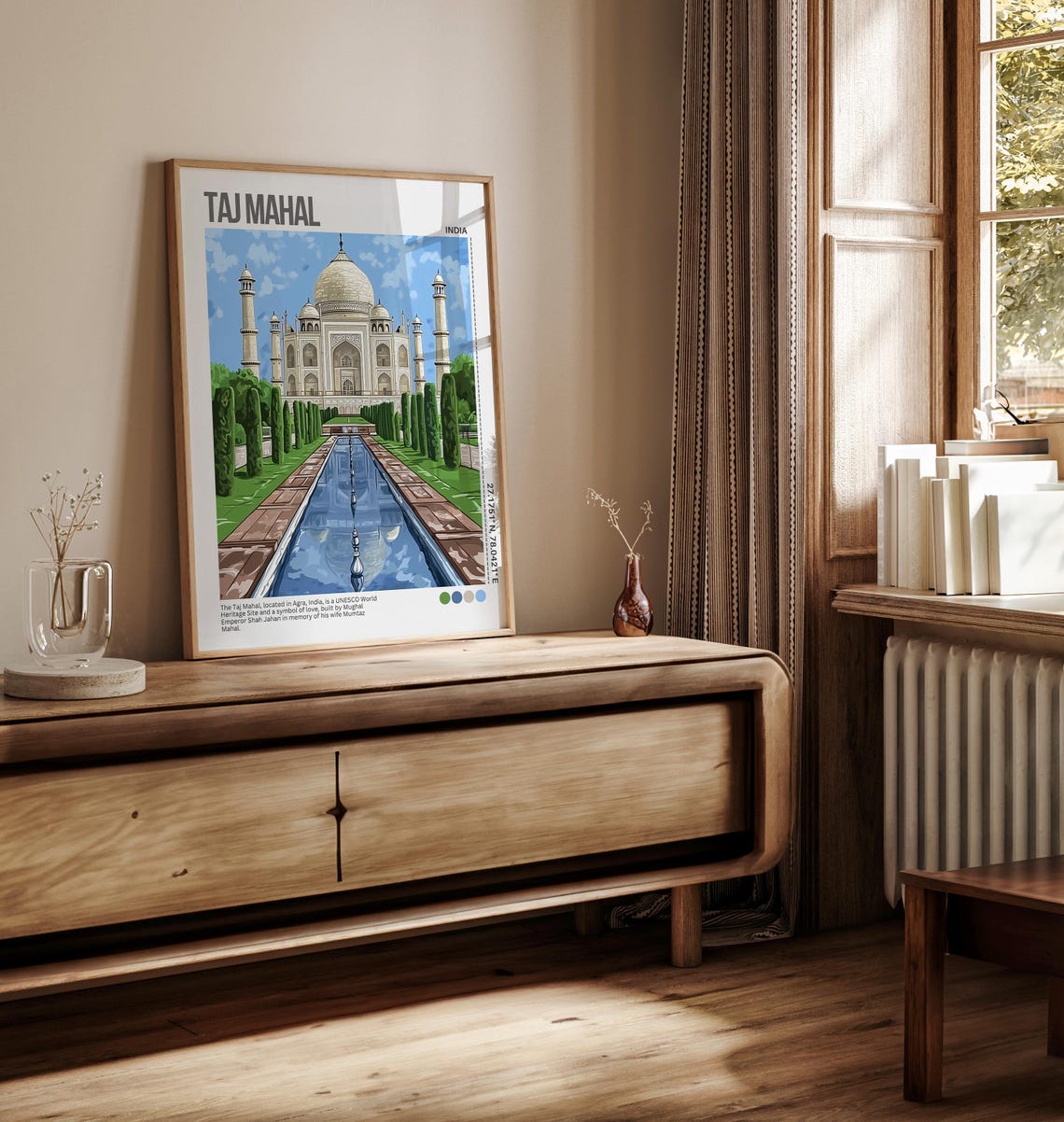Taj Mahal Agra India Reflecting Pool Bright Daytime Travel Poster - Image 3