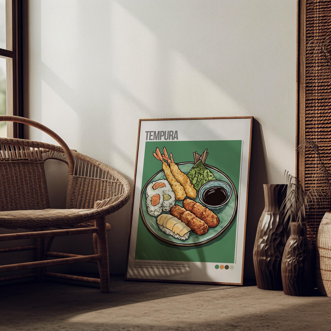 Tempura Shrimp Sushi Plate Japanese Cuisine Illustrated Poster - Image 6
