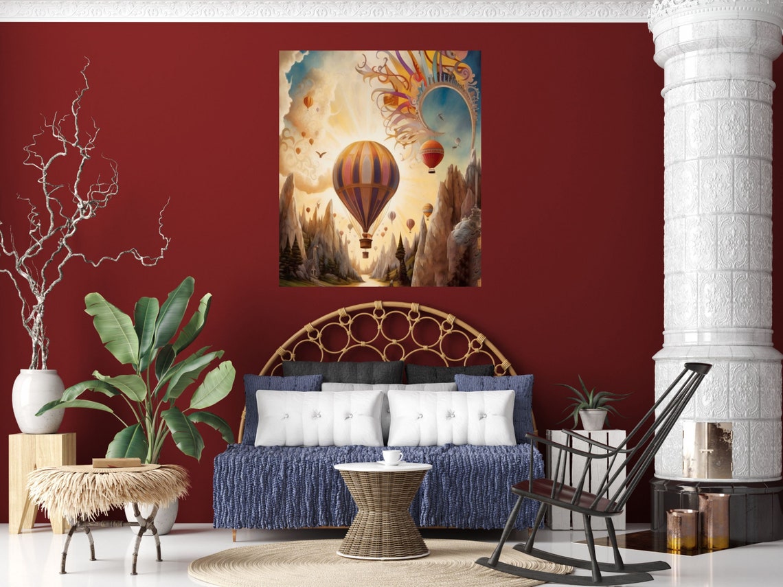 Colorful Wall Art Hot Air Balloon Prints Hot Air Balloons Soaring In Colorful Mountain Wall Art - Image 4