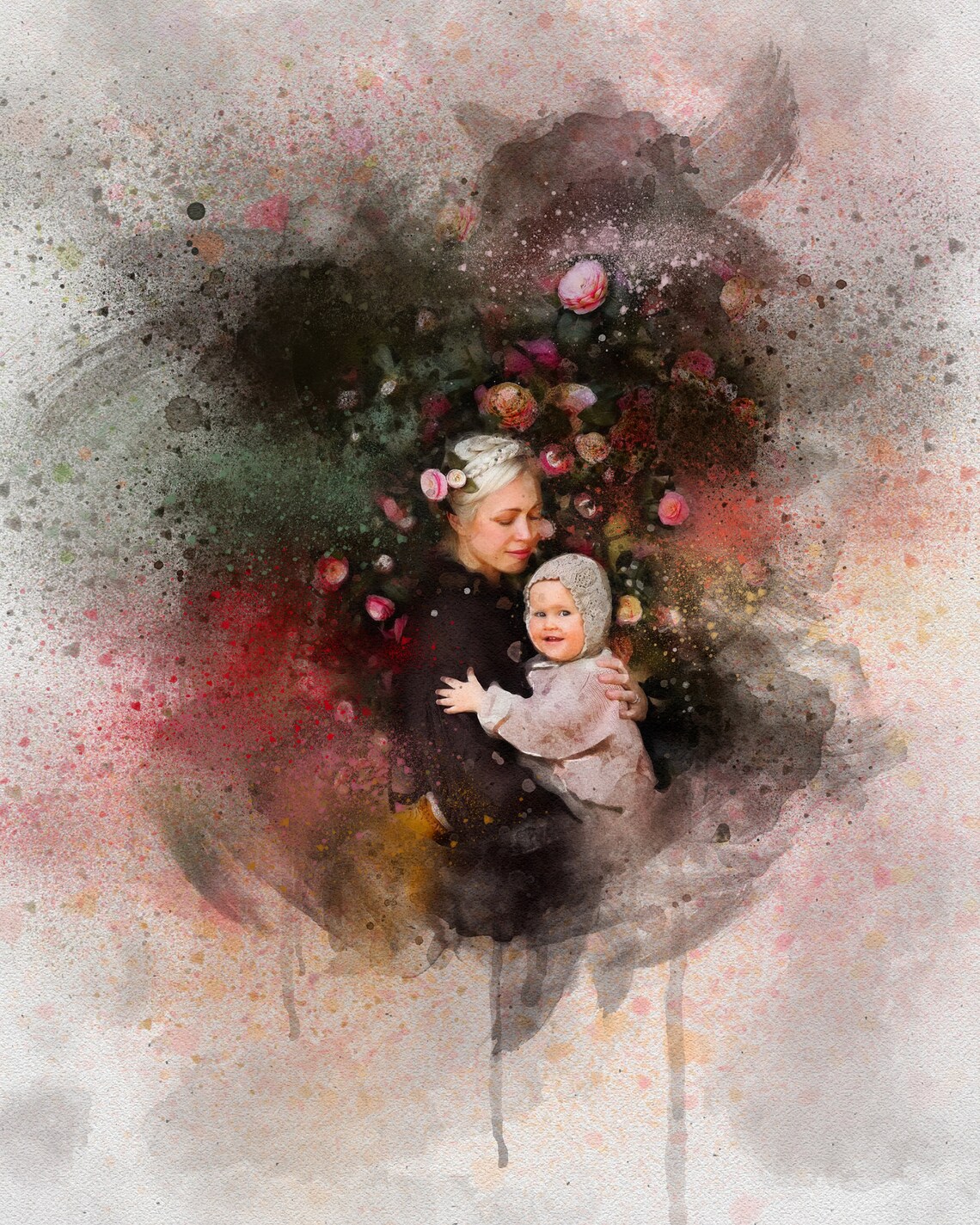 Watercolor Family Portrait, Mother's Day Art Print - Image 3