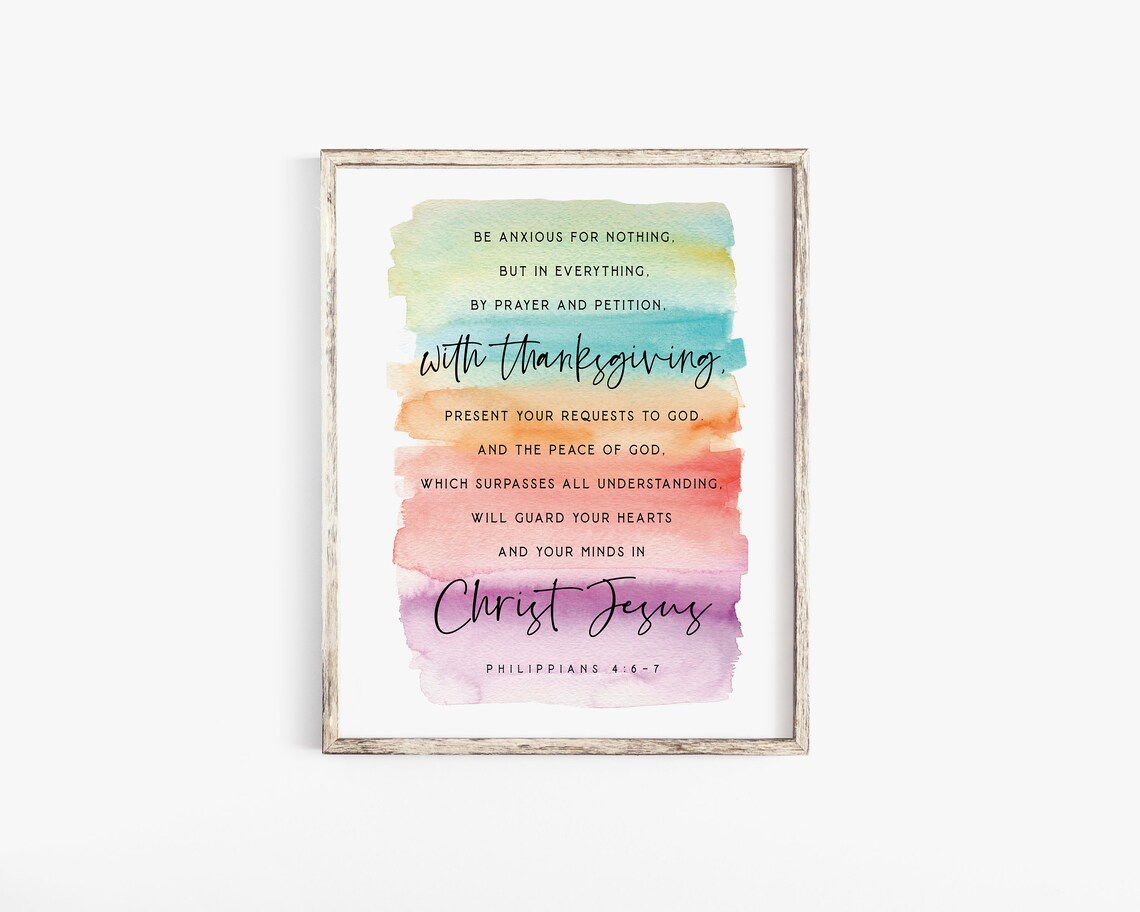 Philippians 4:6-7 Scripture Rainbow Art Print - Image 2