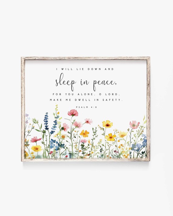 I Will Lie Down and Sleep in Peace Psalm 4:8 Wildflower Poster