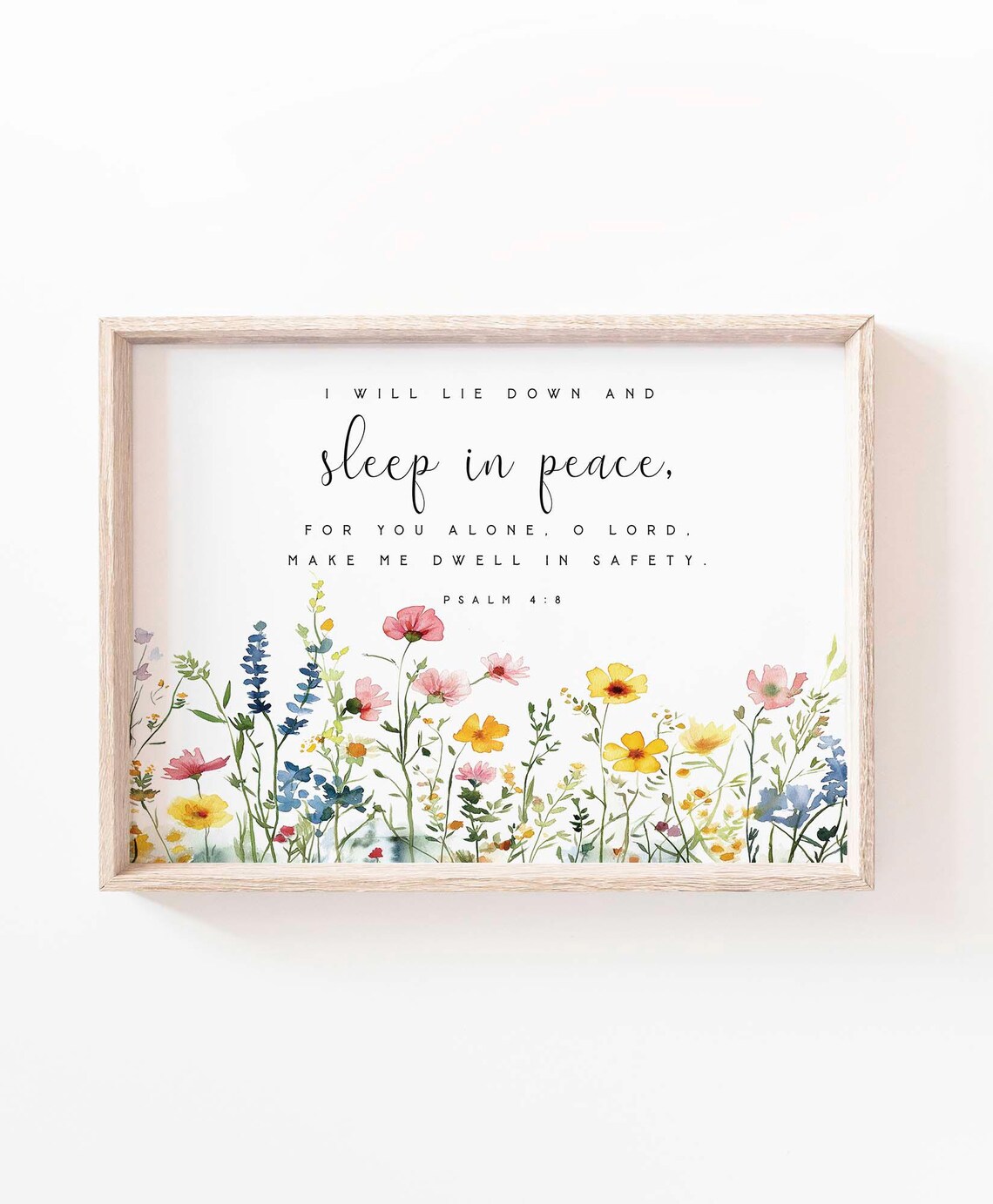 I Will Lie Down and Sleep in Peace Psalm 4:8 Wildflower Poster - Image 2