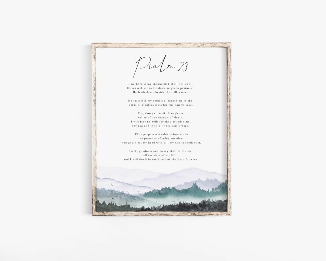 Psalm 23 The Lord Is My Shepherd Christian Scripture Poster - Image 2