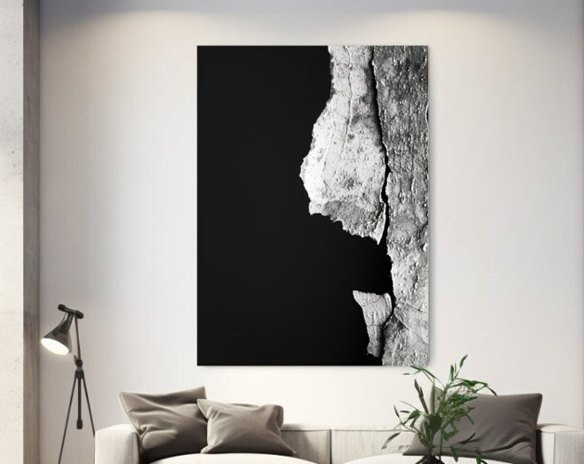 Black And White Torn Texture Abstract Minimalist Bold Raw Edge Poster