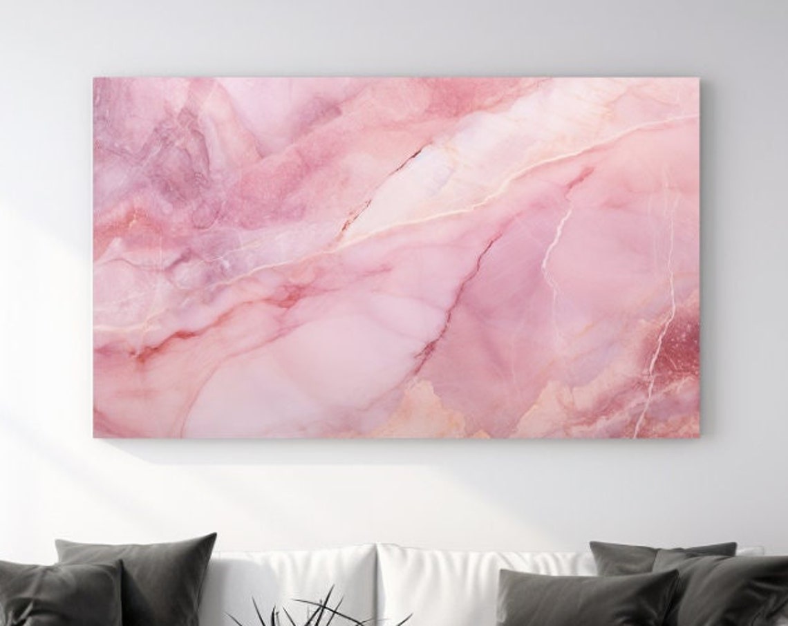 Soft Pink Marble Texture Abstract Elegant Stone Veins Wall Art