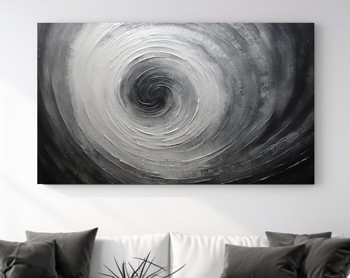 Silver Gray Spiral Vortex Abstract Textured Modern Wall Art Poster