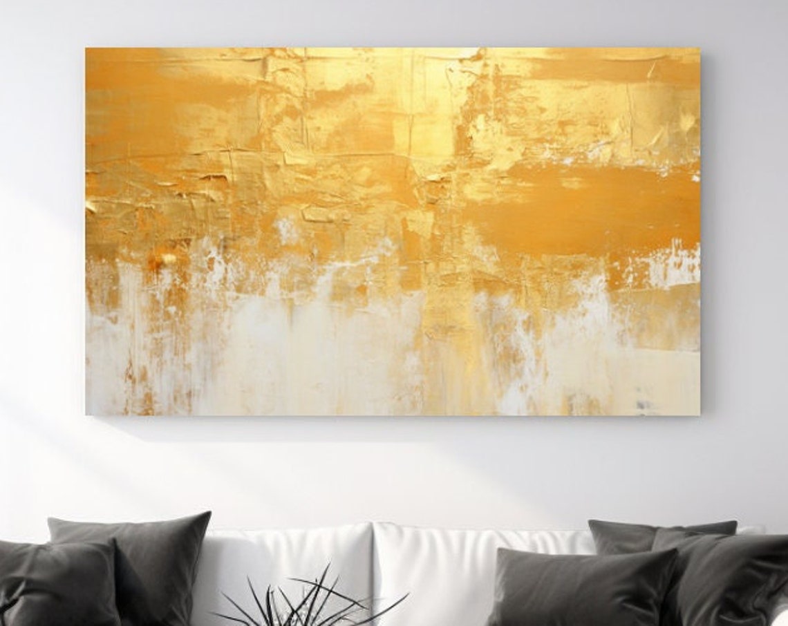 Textured Gold Leaf Foil Abstract Painting Champagne Beige Poster
