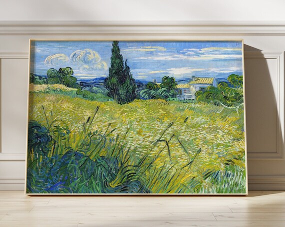 Vincent Van Gogh Green Wheat Field Cypress Trees Provençal Landscape Poster