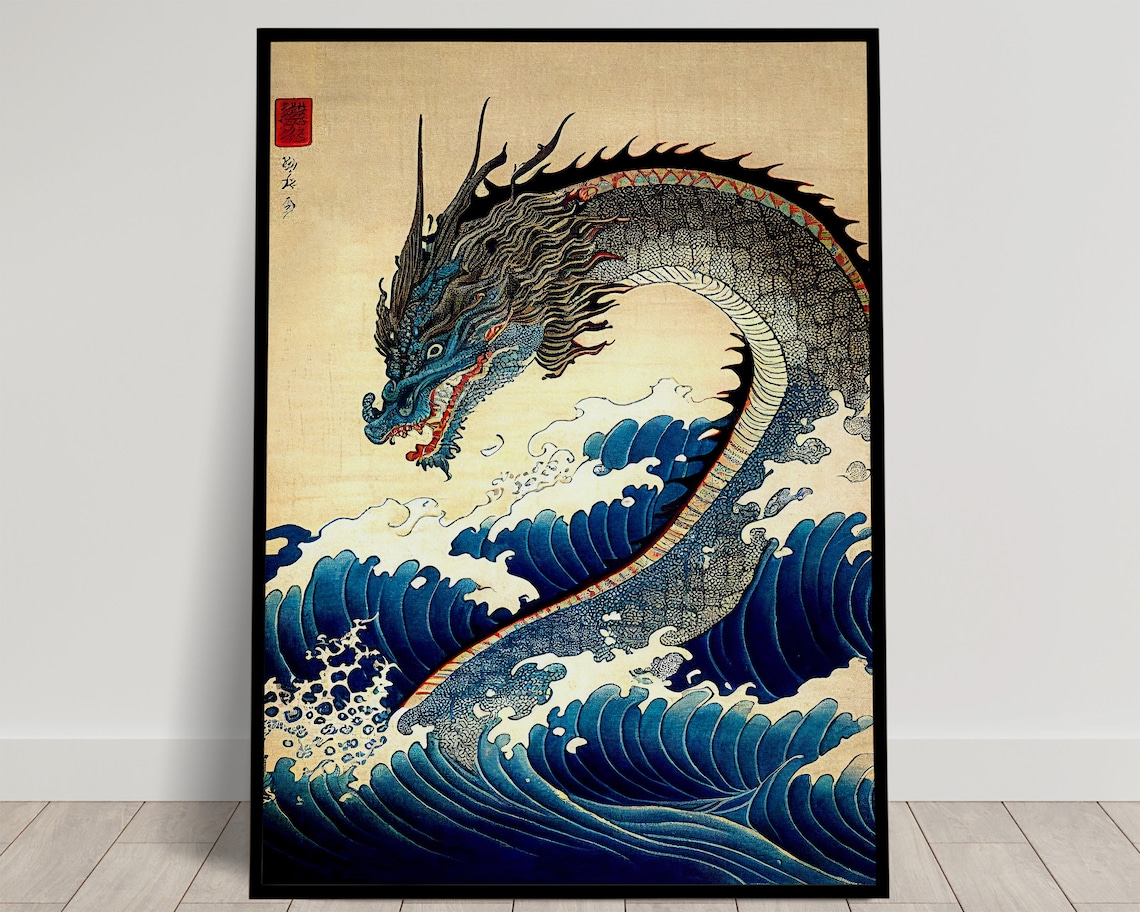 Dragon Japanese Art Style Wall Poster