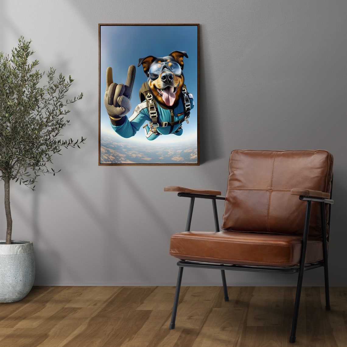 Black And Tan Beauceron Dog Skydiving Rock Sign Epic Skydiver Poster - Image 3