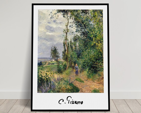 Camille Pissarro Woodland Path Village Scene Painting Poster