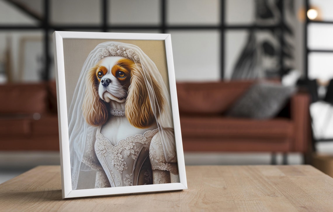 Cavalier King Charles Spaniel Bride in a Lace Corset Wedding Poster - Image 4