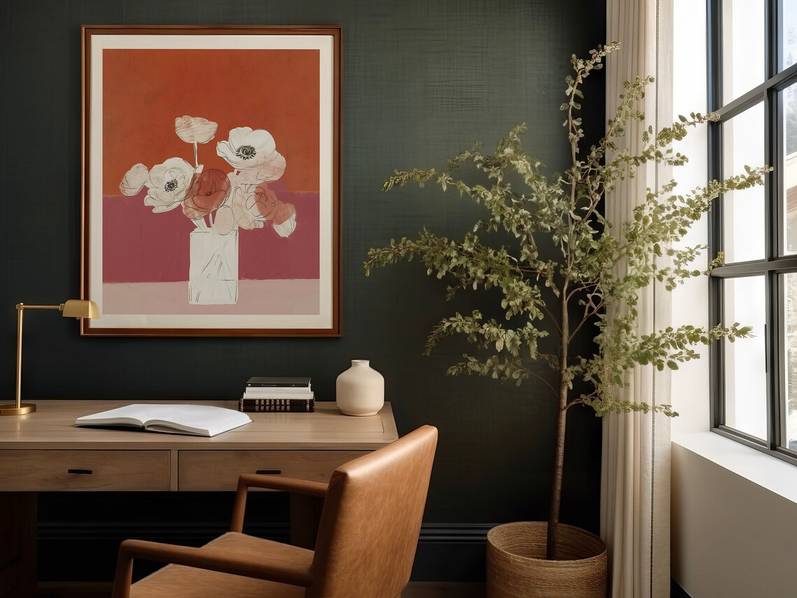 Cottage Core Abstract Floral Oil Painting Art Print - Image 2