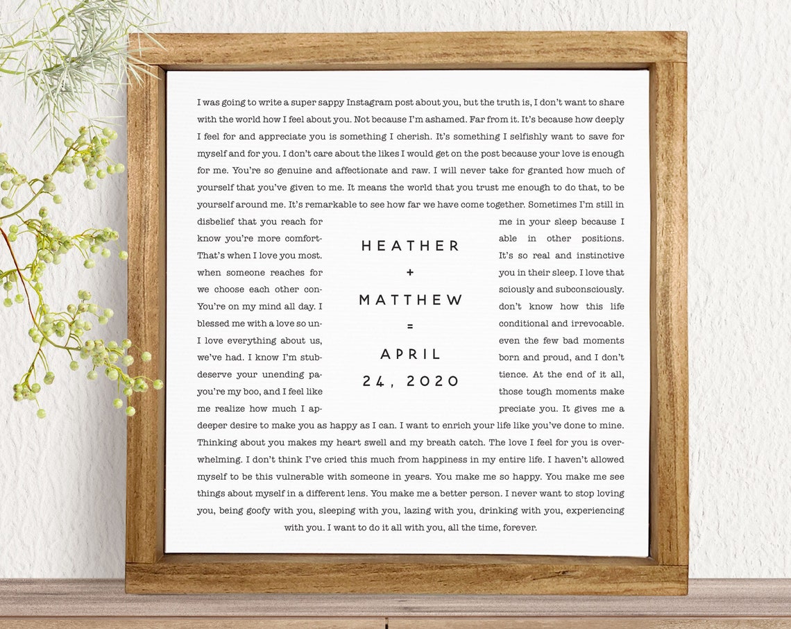 Our Vows Word Wrap Custom Wedding Gift