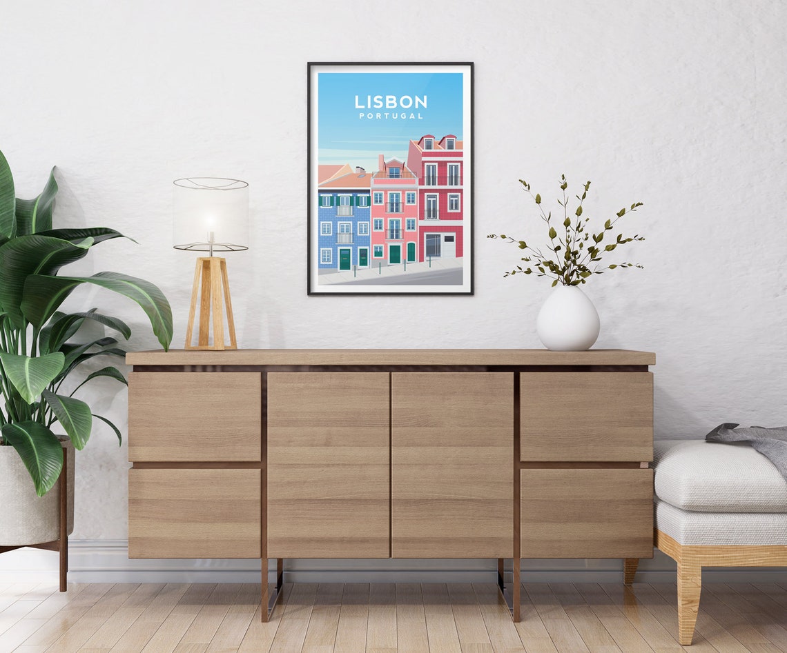 Lisbon Print Portugal Wall Art European City Travel Poster Portuguese Houses Wall Decor - Image 2