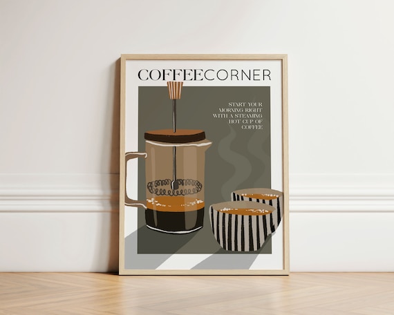 Coffee Corner Kitchen Wall Art Print, Trendy Decor
