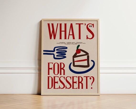 Dessert Print Kitchen Retro Poster Wall Art Dining Room Unframed