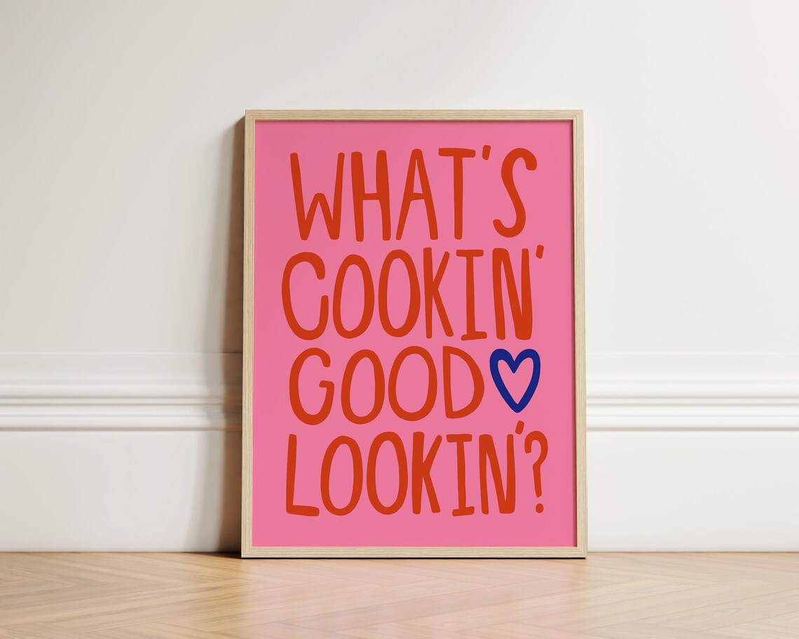 Whats Cooking Typography Kitchen Art Print