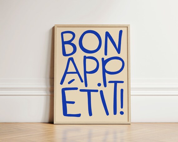 Bon Appetit Print Kitchen Wall Art Abstract Poster Dining Room Typography Unframed