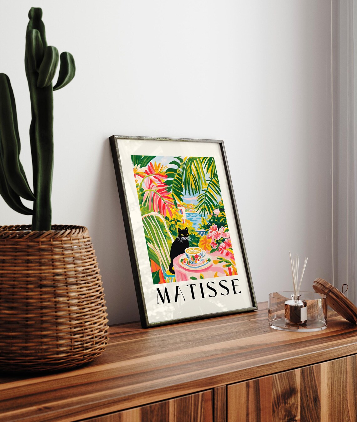 Funny Coffee Print Black Cat, Matisse-Inspired Art Print - Image 3