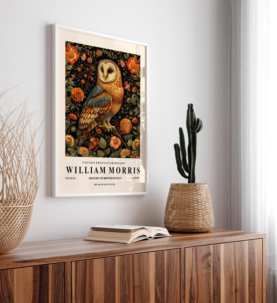 William Morris Style Owl Floral Exhibition Botanical Wall Art - Image 5