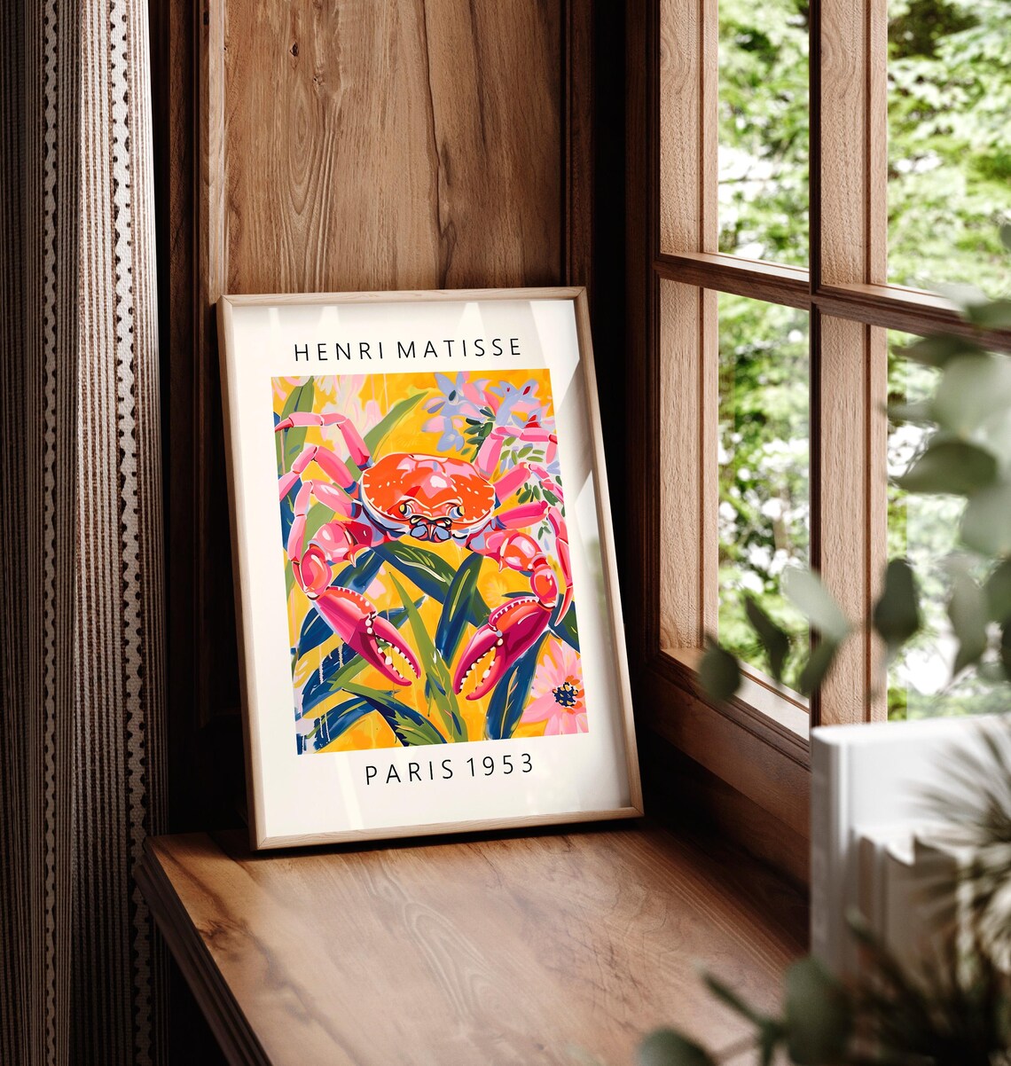 Henri Matisse Style Pink Red Crab Tropical Leaves Paris 1953 Poster - Image 6