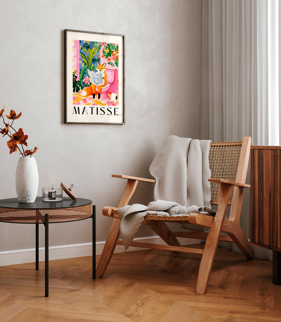 Fox On A Toilet Funny Bathroom Wall Art Print - Image 4